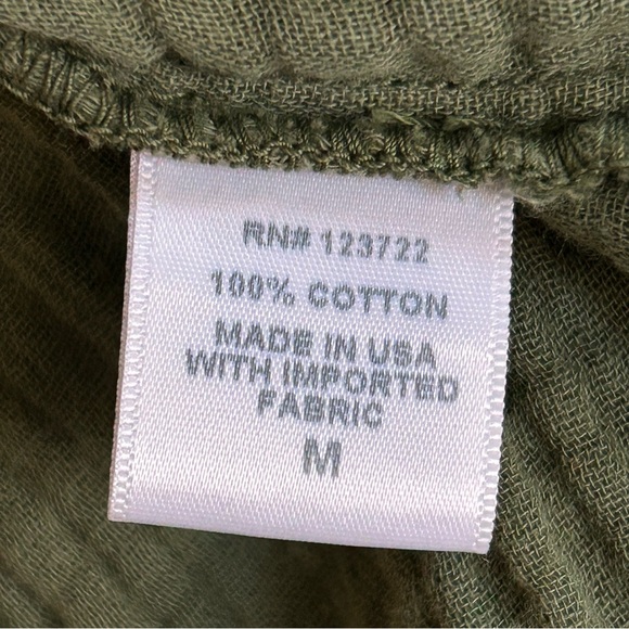 Xirena Avril Dress Size Medium Green 100% Cotton Gauze Midi Length Short Sleeve - Picture 9 of 9